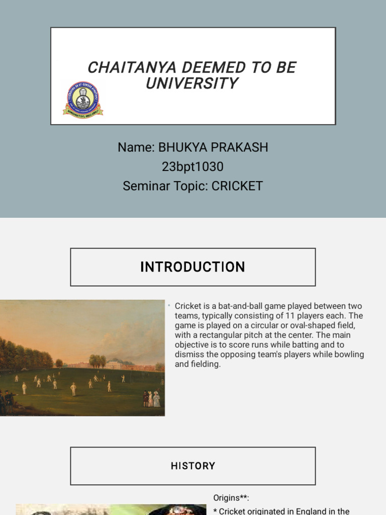 cricket seminar | PDF | Cricket | Ball And Bat Games