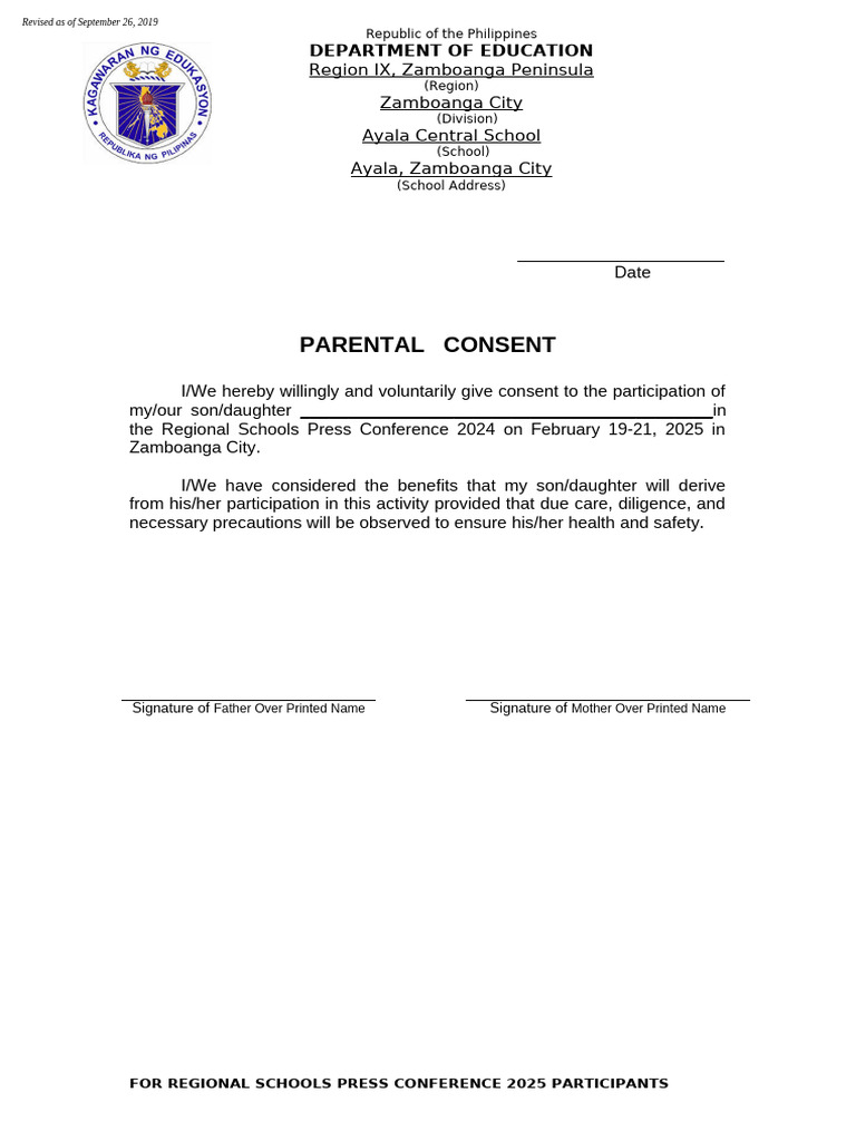 Parental Consent for Press Conference 2025 | PDF