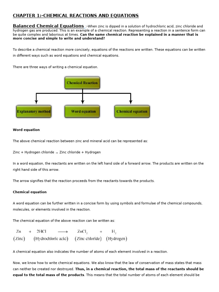 Understanding Chemical Reactions and Equations | PDF | Redox | Chemical ...