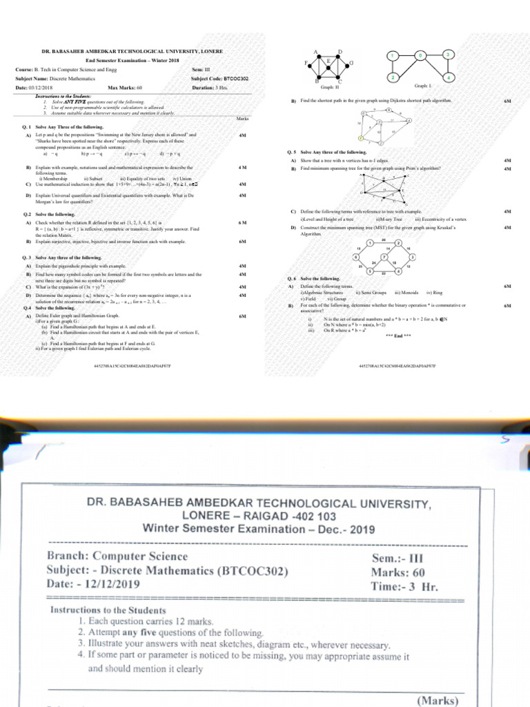 Discrete Mathematics ALL PYQ (Pran Tehare) | PDF | Mathematical Objects ...