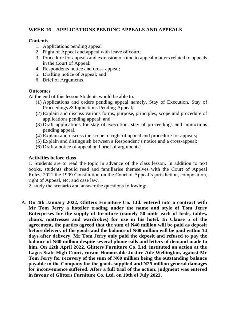 Notes on Appeal | PDF | Judgment (Law) | Appeal