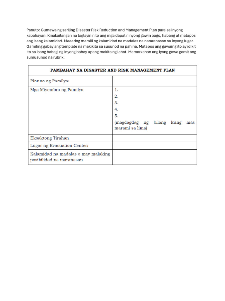 DRRM Family DR Plan | PDF
