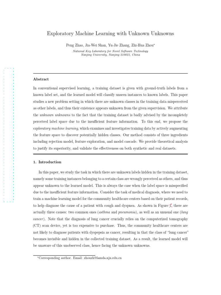 Exploratory Machine Learning With Unknown Unknowns | PDF | Machine ...