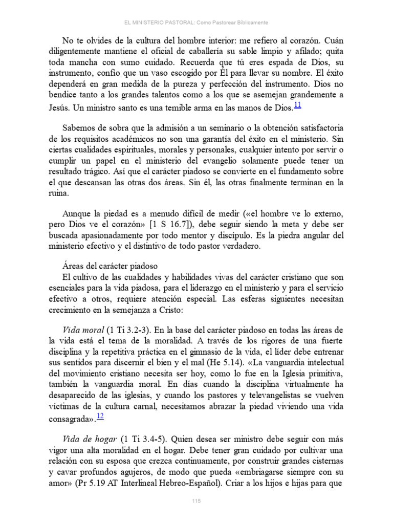 Cultivando un Carácter Piadoso en el Ministerio | PDF