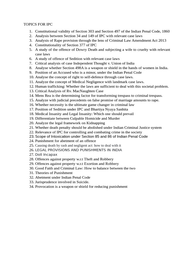 Key IPC Topics and Legal Analyses | PDF
