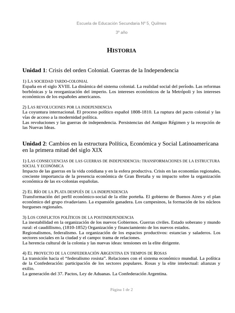 Historia de la Independencia y Transformaciones en Argentina | PDF ...