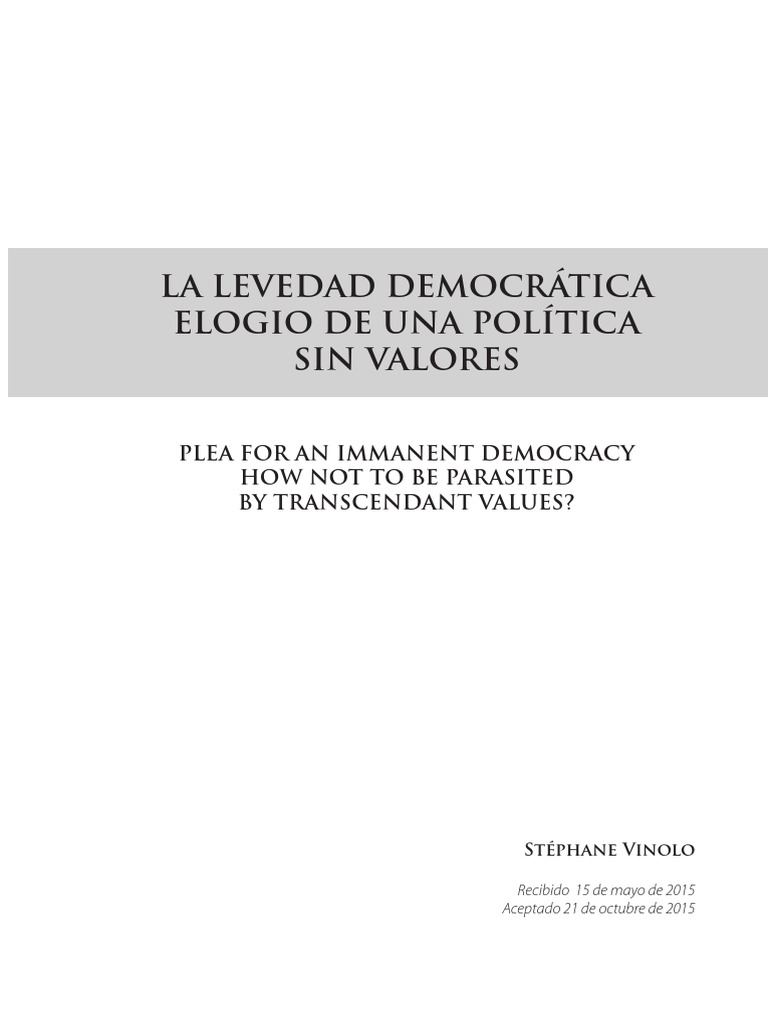 Democracia Inmanente y Crítica de Valores | PDF | Verdad | Democracia