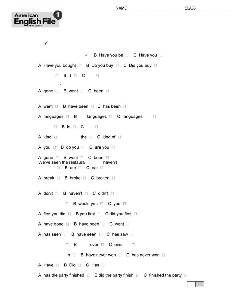 AEF3e L1 Quicktest 12 | PDF | English Language | Human Communication