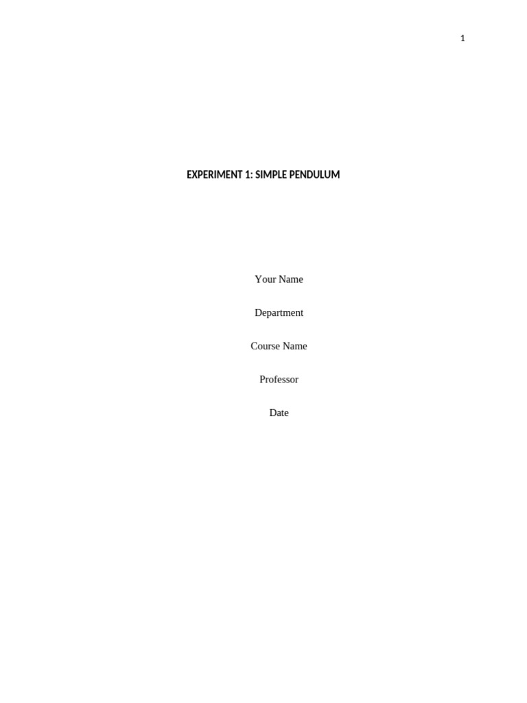 EXPERIMENT 1 Simple Pendulum | PDF | Pendulum | Gravity