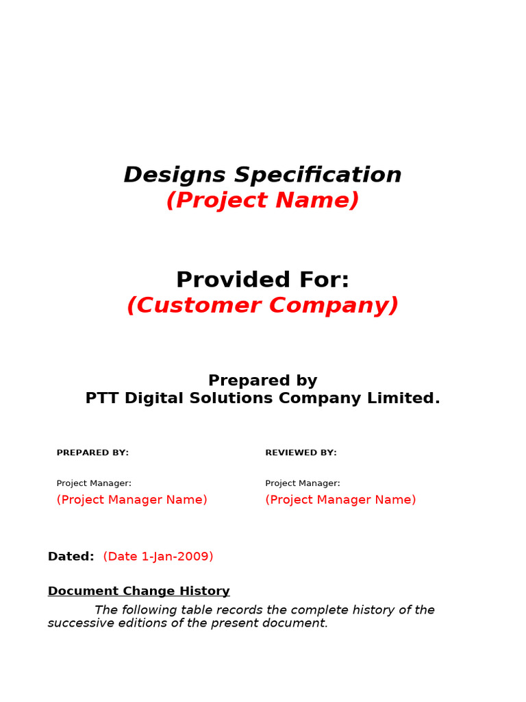 Customer Name-Project Name-Design Specification-vX.Y.Z | PDF