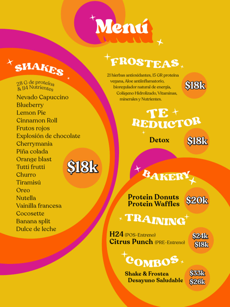 Variedad de Shakes y Combos Saludables | PDF