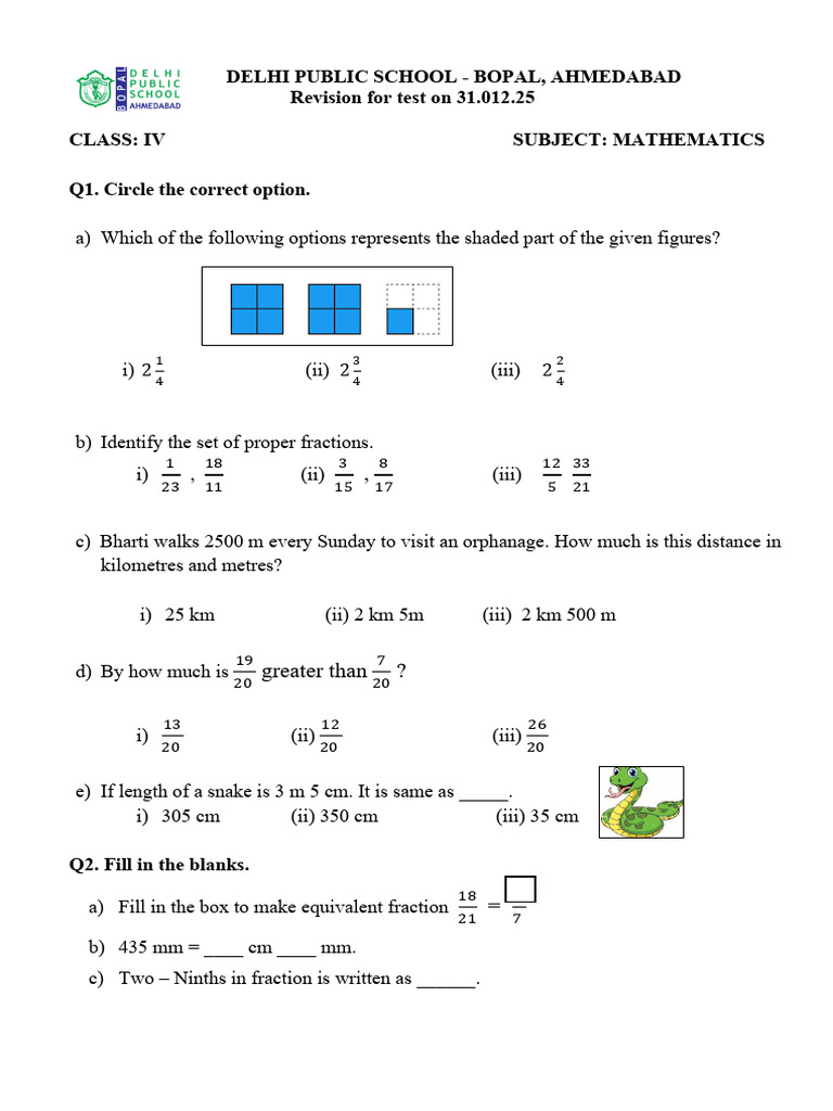 Class 4 Math Worksheet for Revision | PDF | Numbers | Division ...