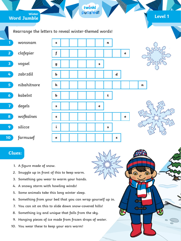 T PZ 1663065551 Fun Winter Word Jumble Puzzle Pack - Ver - 1 | PDF