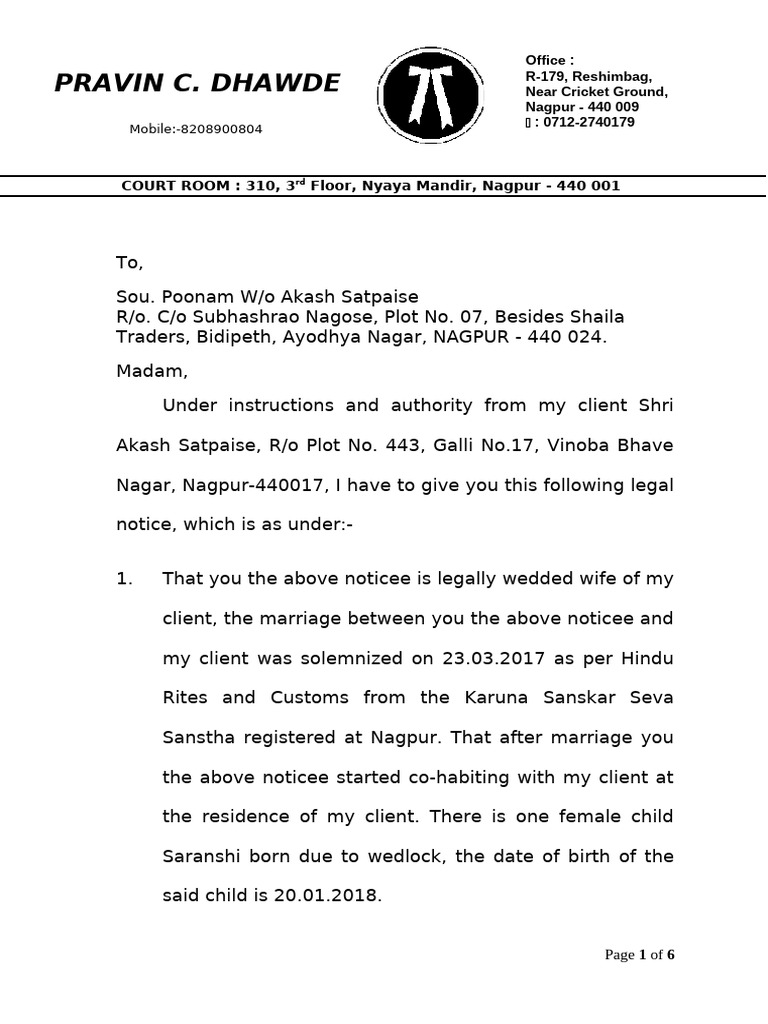 AKASH NOTICE | PDF | Human Reproduction | Living Arrangements