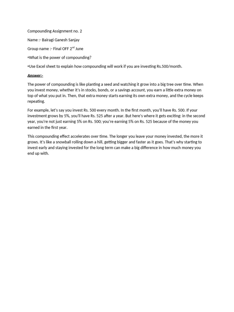 Power Of Compounding Explained Pdf