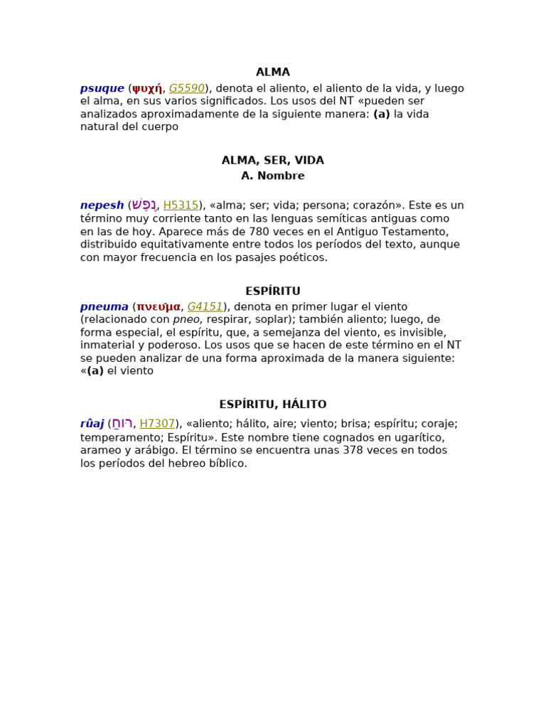 Alma y espíritu en el hebreo bíblico | PDF