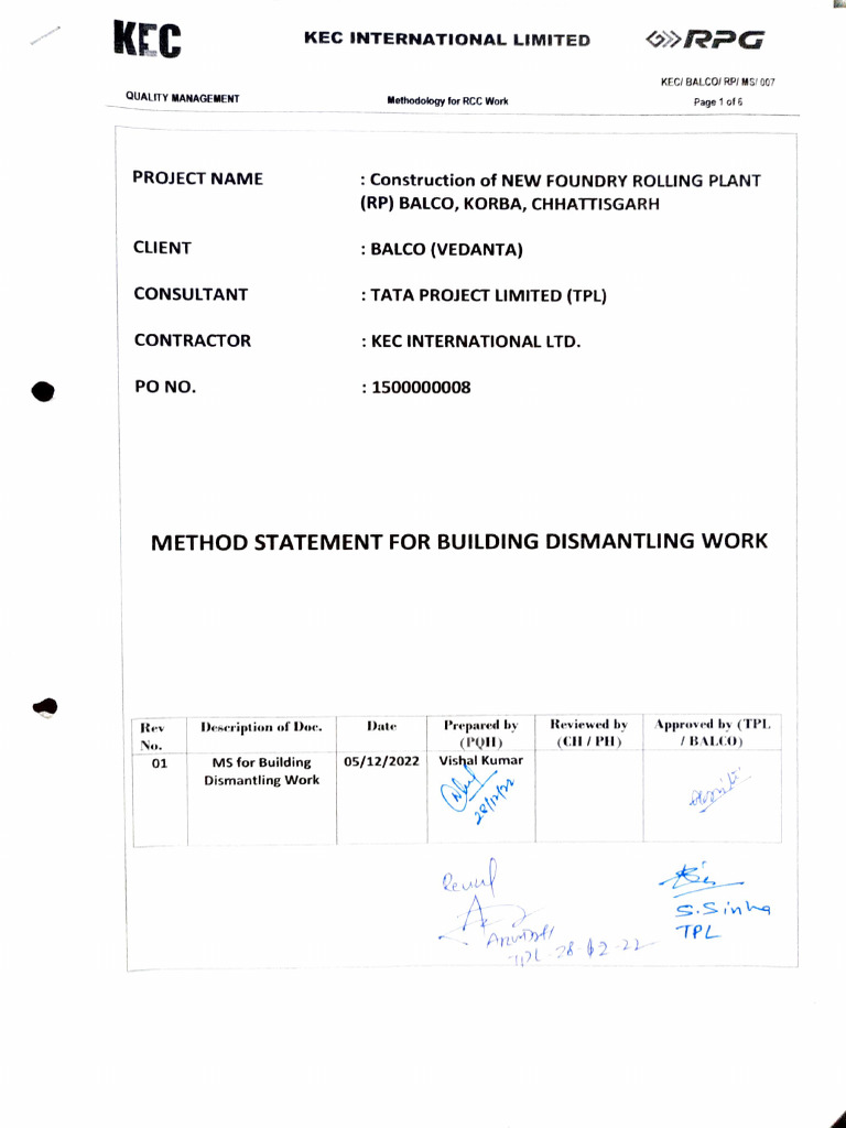 method statement for bulding dismantling work | PDF | Crane (Machine)