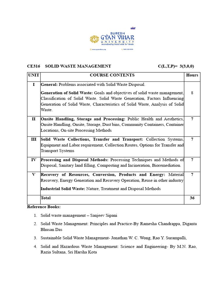 Solid Waste Management Course Overview | PDF