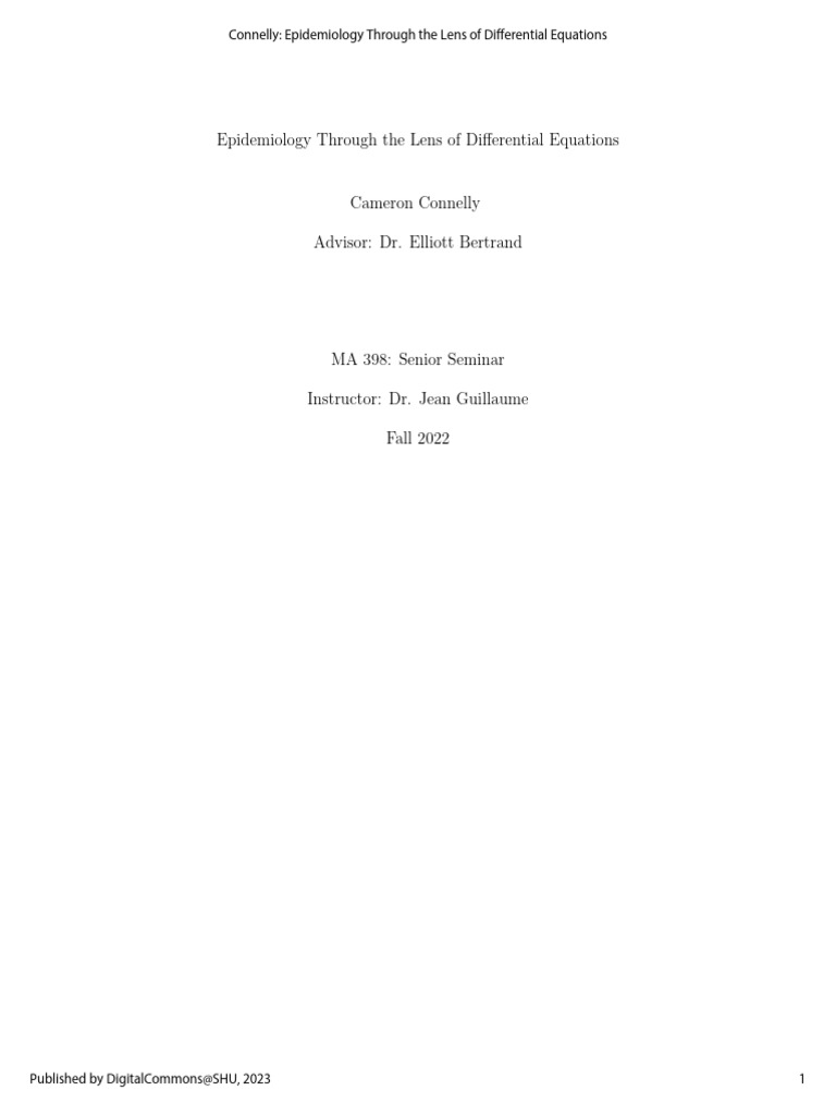 Epidemiology Models via Differential Equations | PDF | Chemical ...