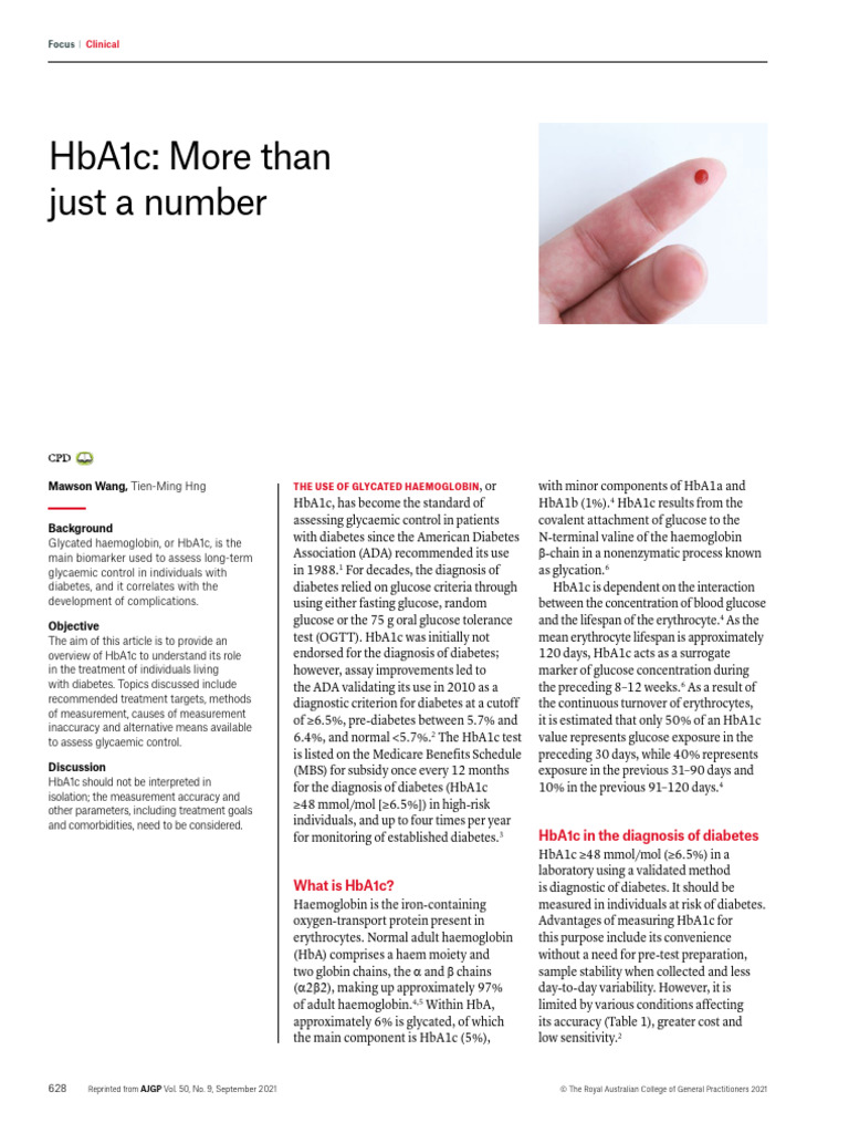 Understanding HbA1c in Diabetes Management | PDF | Glycated Hemoglobin ...