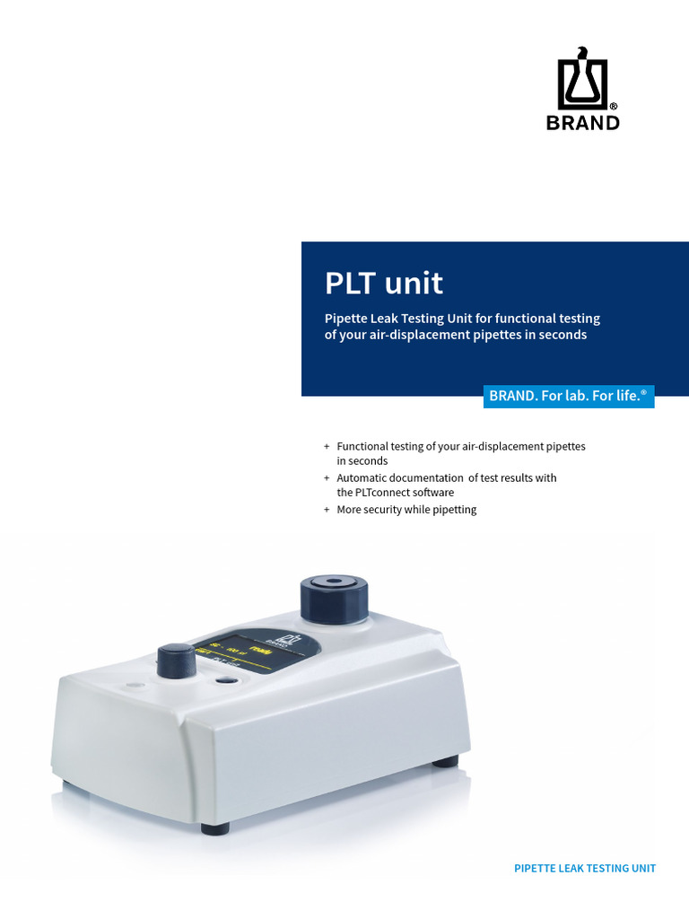 Brand PLT Unit for Pipette Leak Testing | PDF
