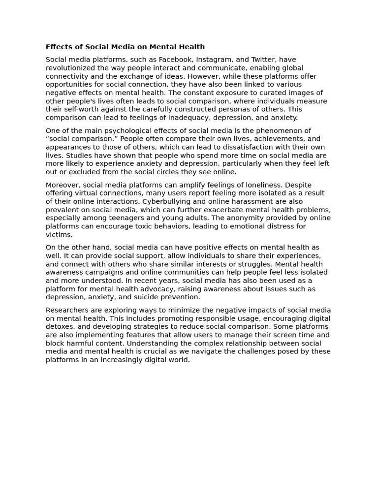 Effects of Social Media On Mental Health | PDF | Social Media | Popular ...