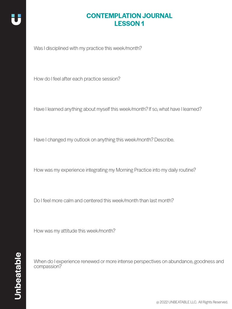 Weekly Contemplation Journal Prompts | PDF