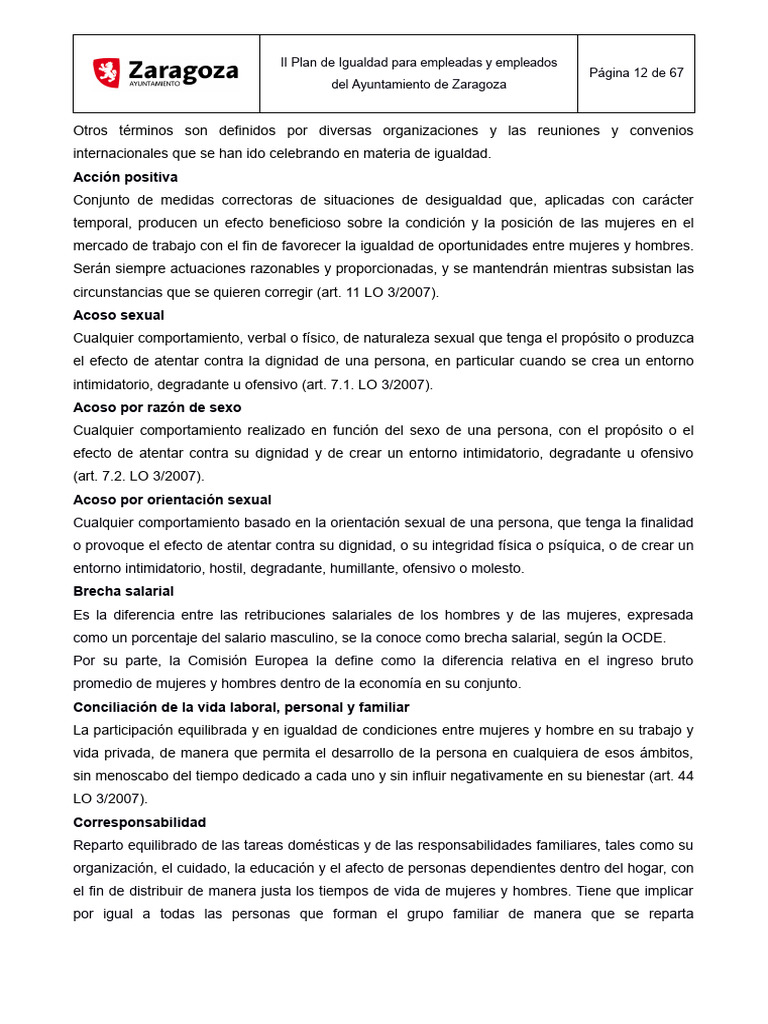 Plan de Igualdad en el Ayuntamiento de Zaragoza | PDF | Igualdad de ...