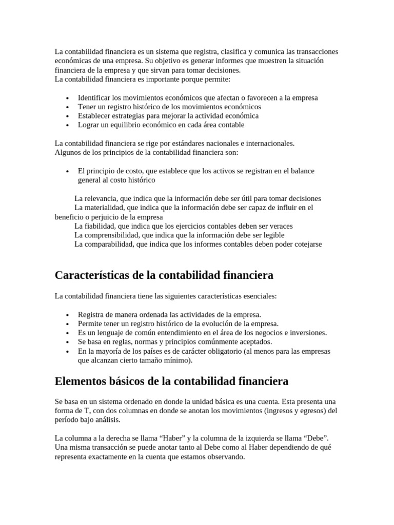 Importancia de la Contabilidad Financiera | PDF | Contabilidad ...