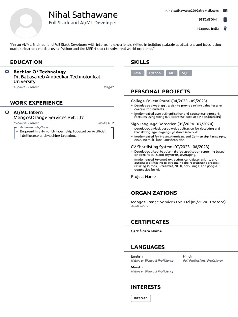 My Resume | PDF | Artificial Intelligence | Intelligence (AI) & Semantics