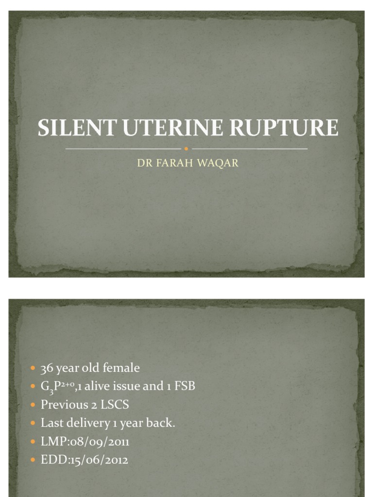 Silent Uterine Rupture Overview | PDF
