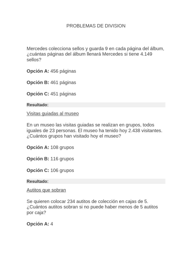 Problemas de División y Resolución | PDF