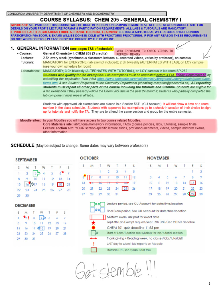 CHEM 205 Syllabus: General Chemistry I | PDF | Chemical Bond | Electron ...
