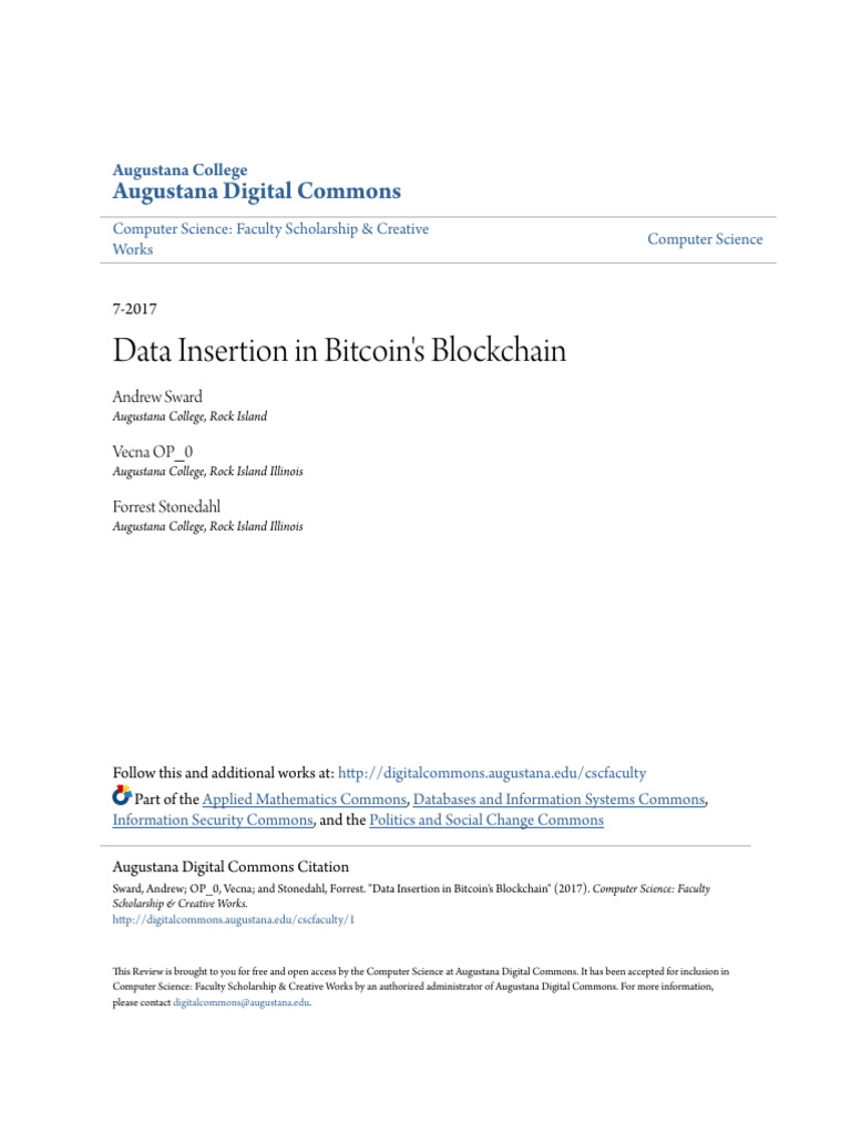 Data Insertion Methods in Bitcoin Blockchain | PDF | Bitcoin ...