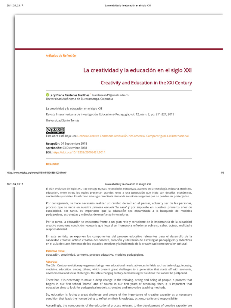 Creatividad y Educación en el Siglo XXI | PDF | Creatividad | Motivacional