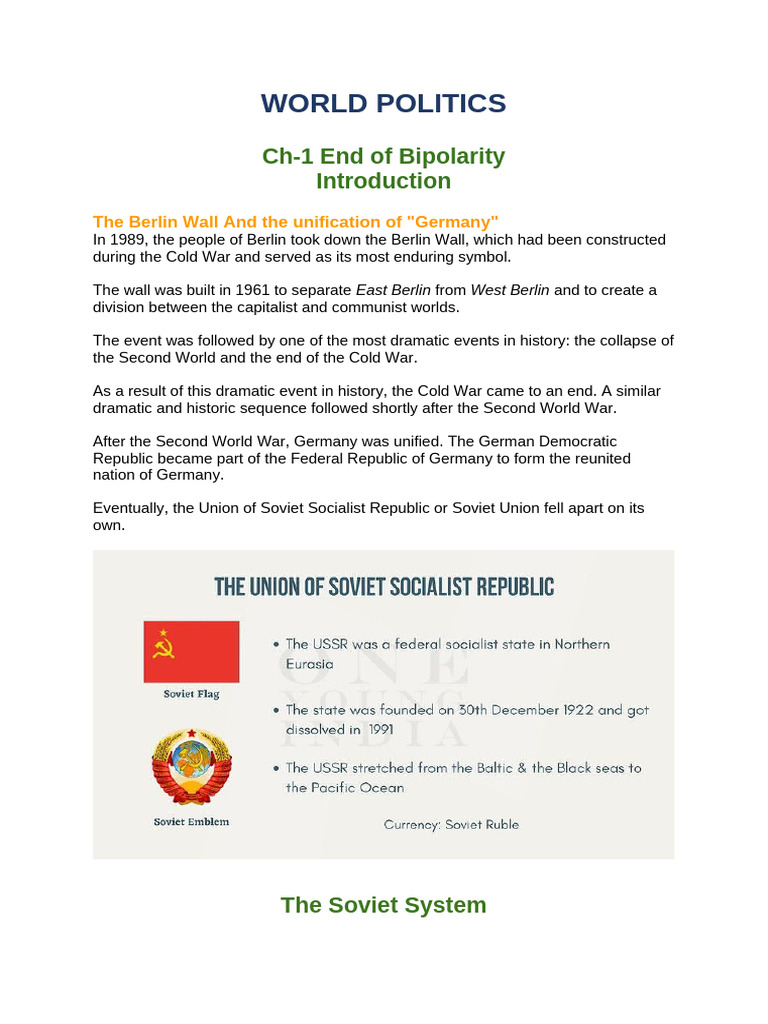 Political Science: End of Bipolarity | PDF | World Politics | Soviet Union