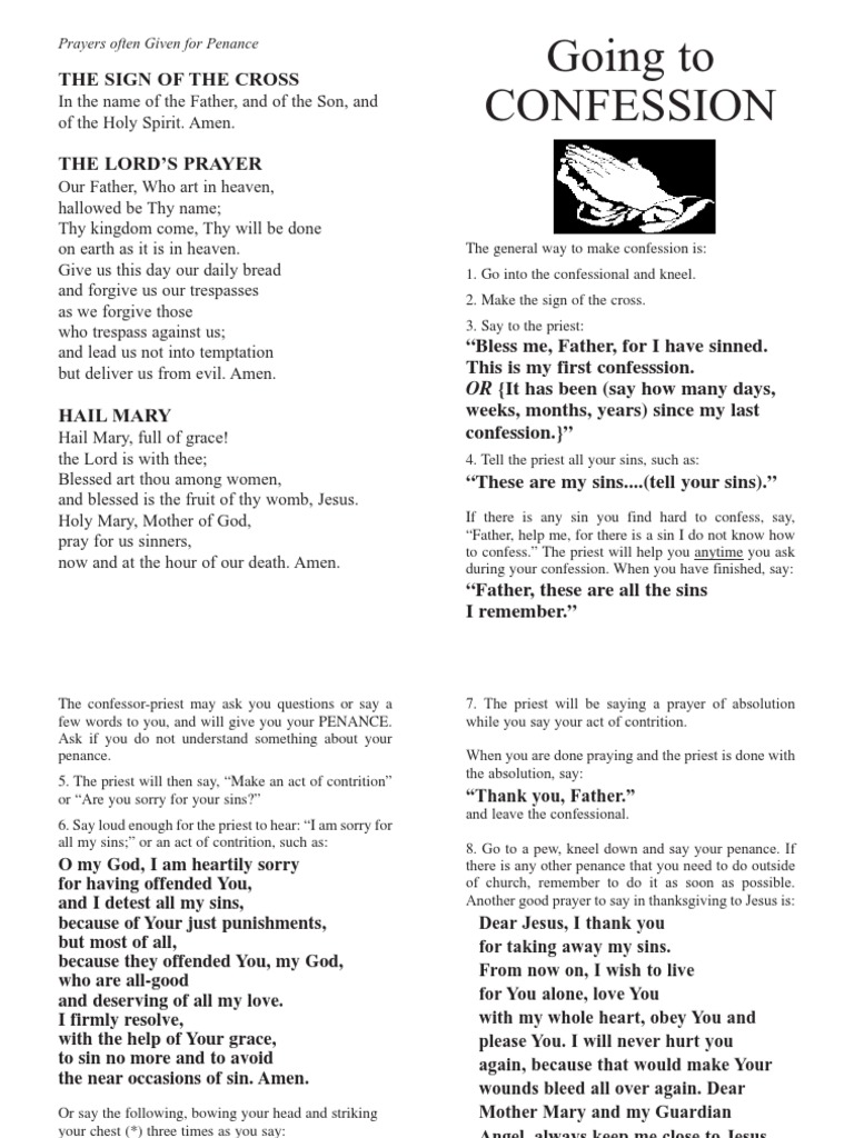 Prayers for Confession and Penance | PDF | Confession (Religion) | Penance