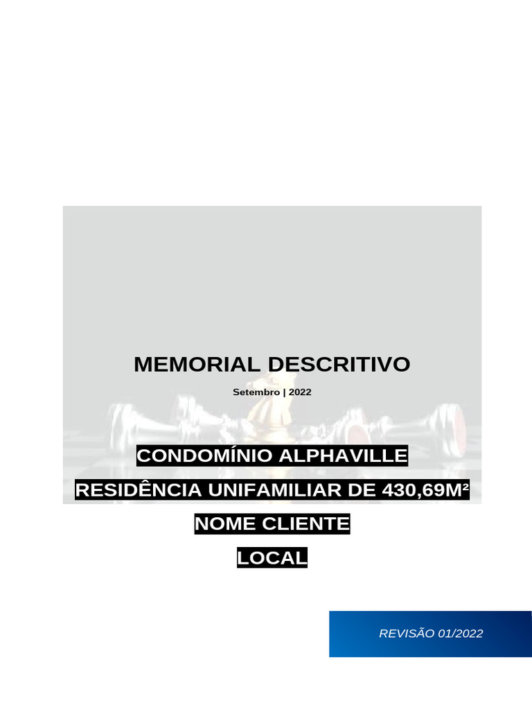 Memorial Descritivo Residência Alphaville | PDF | Argamassa (alvenaria ...