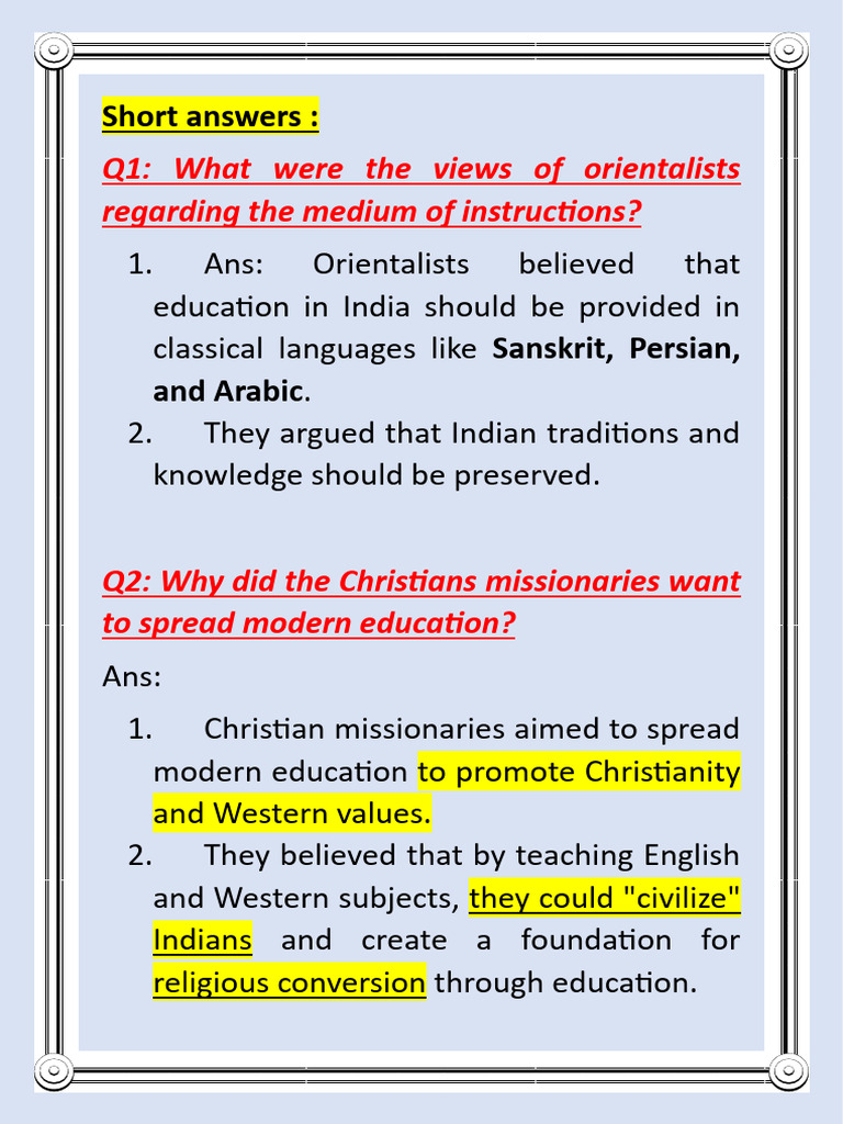 Education Policies: Orientalists vs Anglicists | PDF