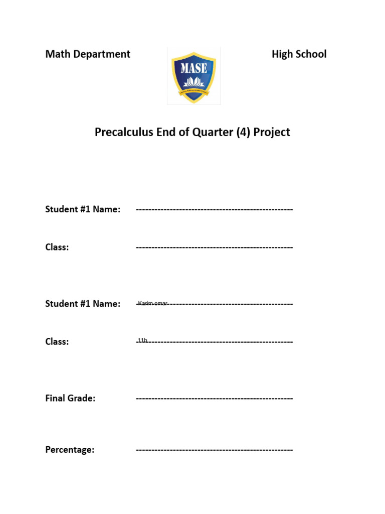 Conic Sections Precalculus Project | PDF | Algebraic Geometry ...