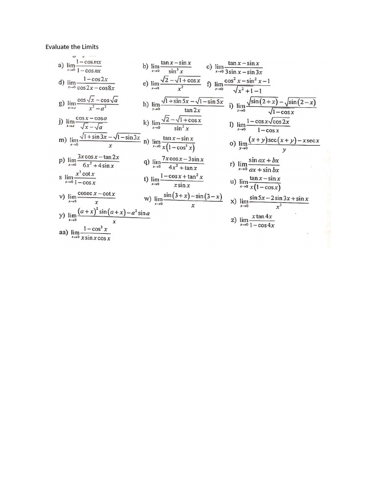 Evaluating Mathematical Limits | PDF