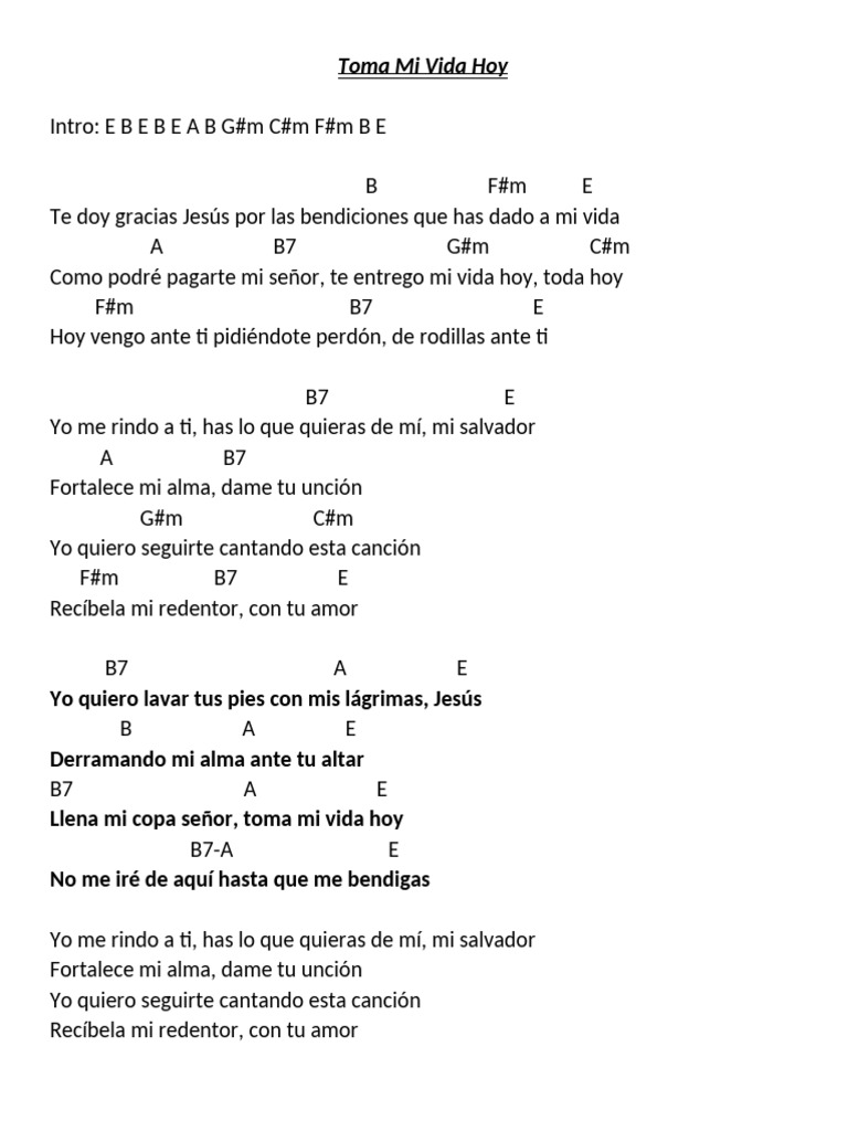 Toma Mi Vida Hoy | PDF