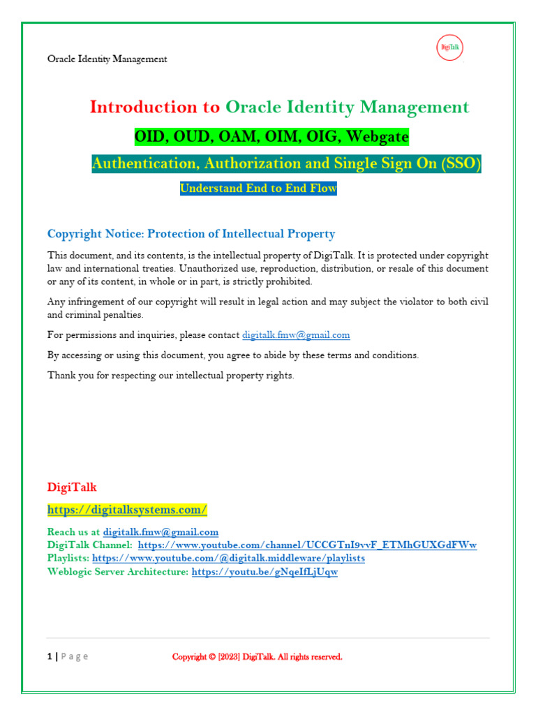 Oracle Identity Management | PDF | Networking | Internet & Web