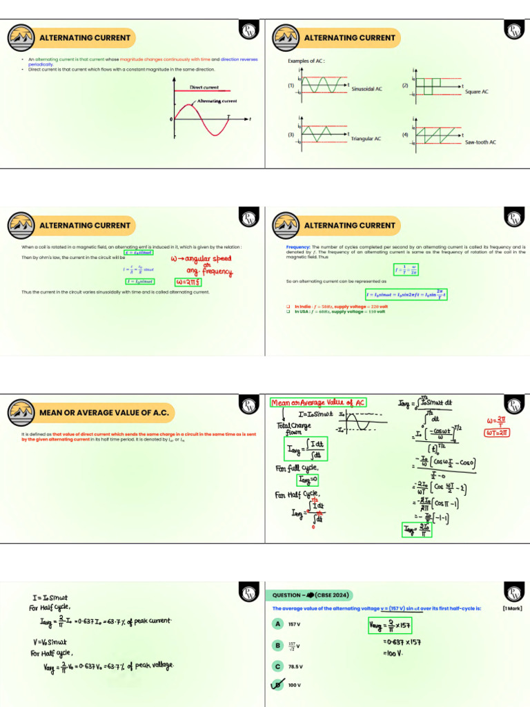 Alternating Current Class Notes-Invert - Removed | PDF