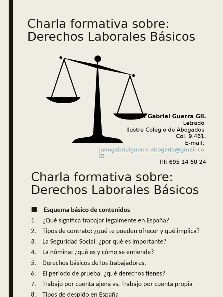 Charla Sobre Derechos Laborales | PDF | Derecho laboral | Salario