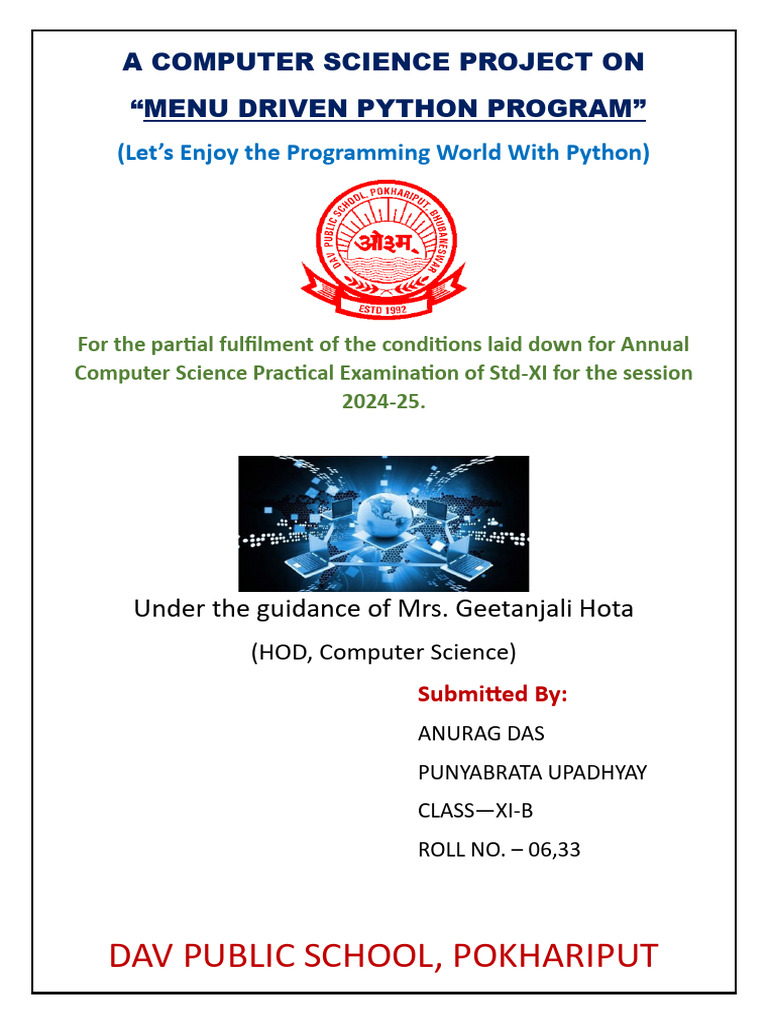 COMPUTER_SC_PROJECT | PDF | Menu