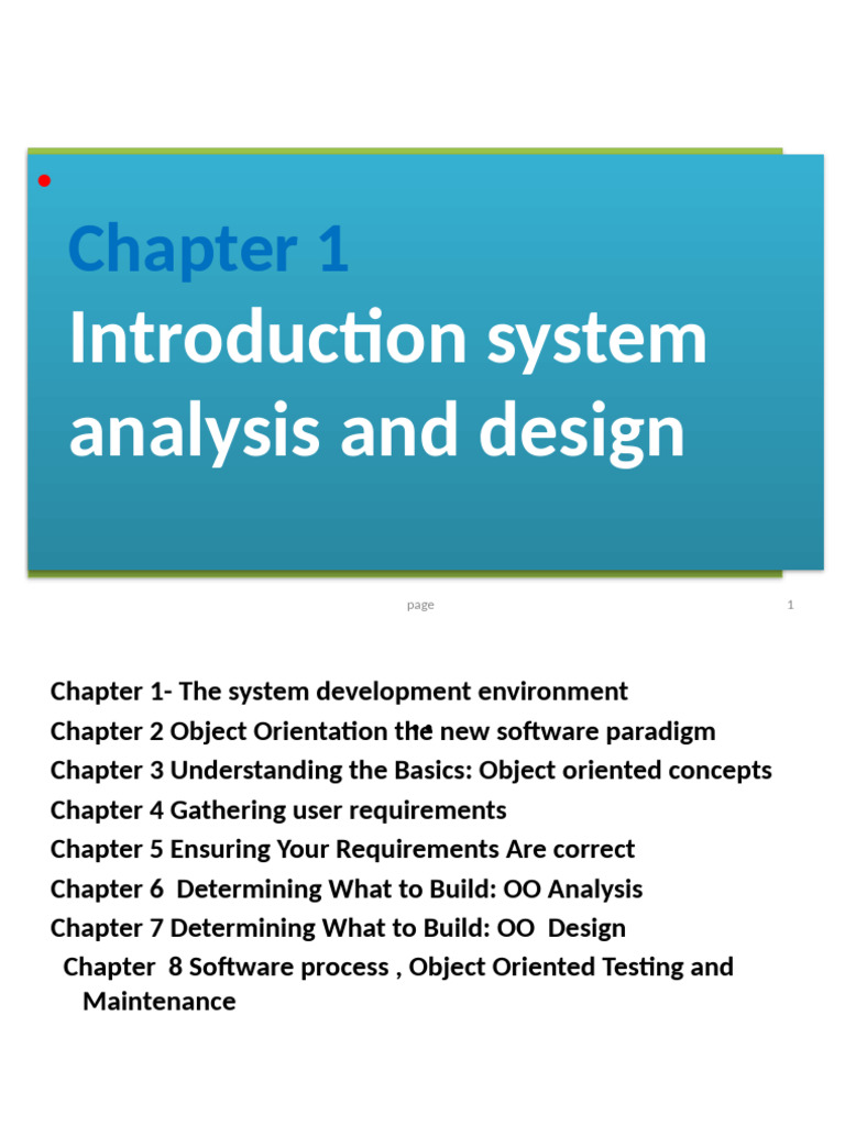 1 Chapter 1 Introduction To SAD | PDF | System | Information System
