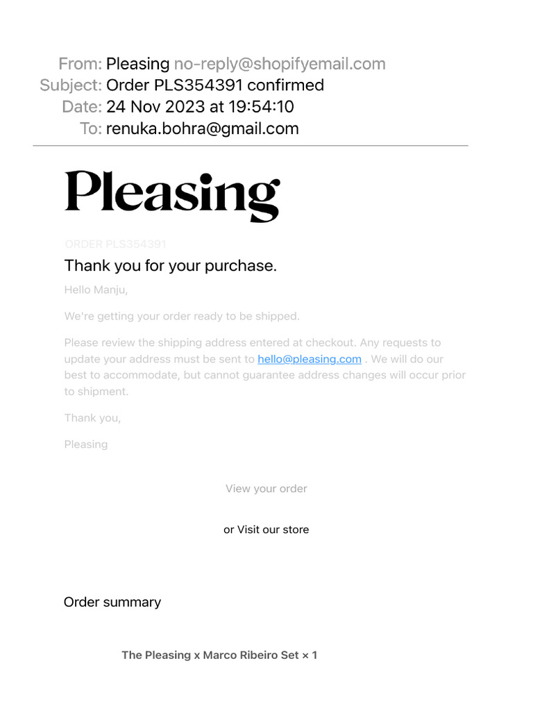 Order PLS354391 Confirmed | PDF