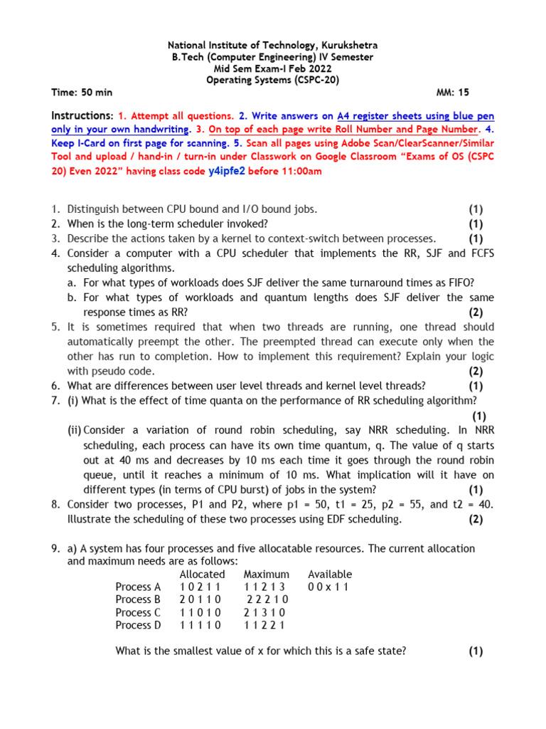 Os Paper Pdf Scheduling Computing Thread Computing