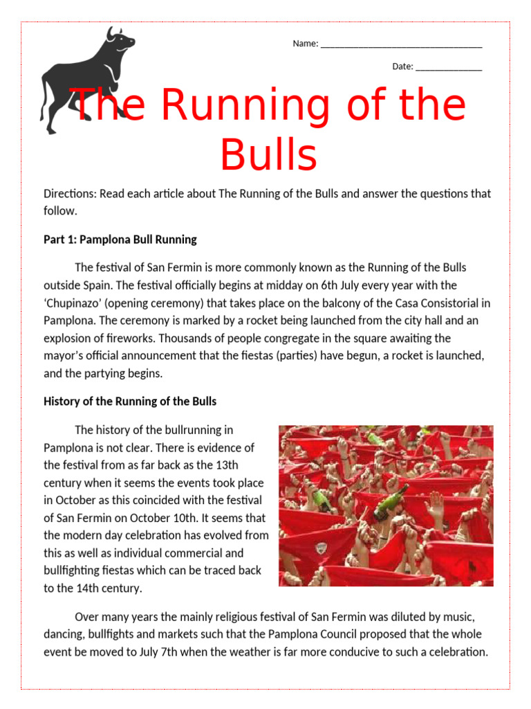 Pamplona's Running of the Bulls Guide | PDF | Bullfighting | Bull